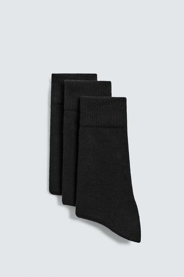 Zara 3-PACK STRUCTURE SOCKS - Black - Image 0