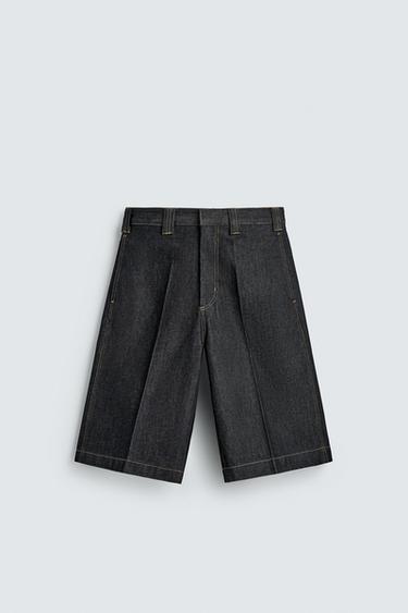 RELAXED FIT DENIM JORTS - Blue by Zara