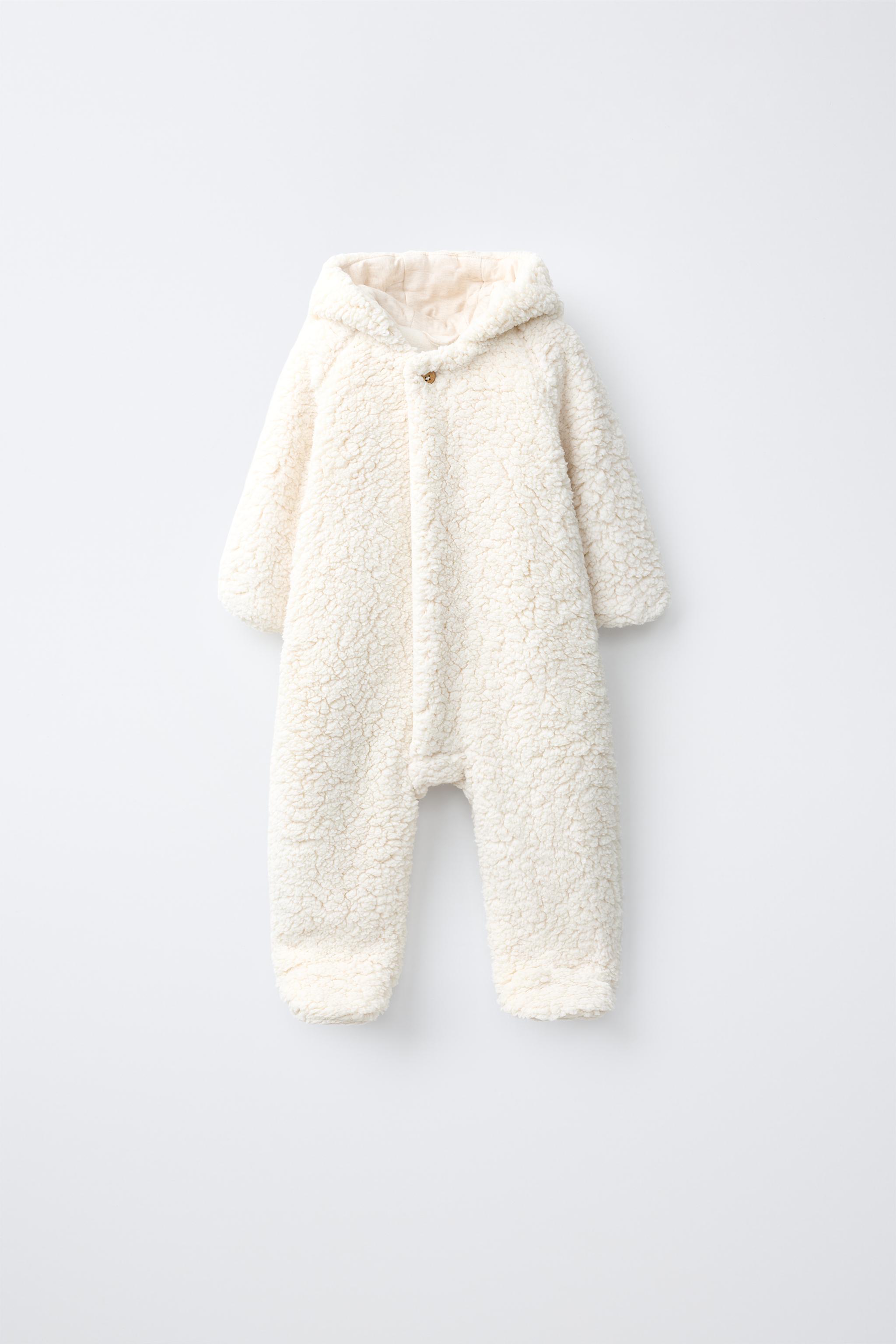 FAUX SHEARLING HOODIE JUMPSUIT WITH EARS