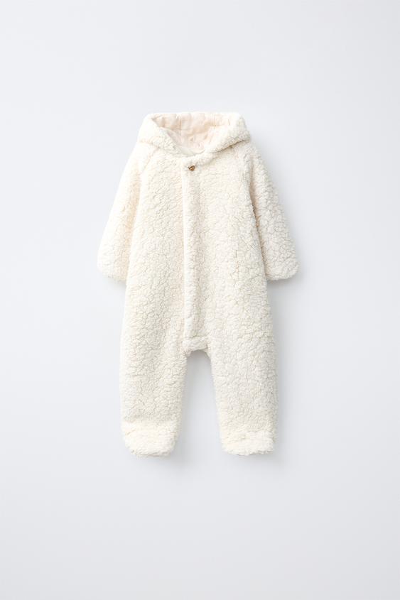 Zaras OVERALL I TEDDYFODER MED ÖRONHUVA - Naturfärg - Bild 0