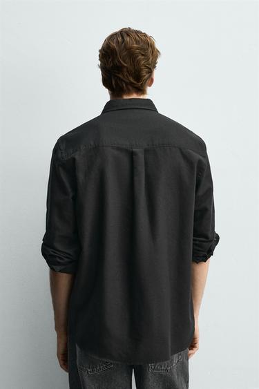 REGULAR FIT LINEN - COTTON SHIRT - Black by Zara - Image 2