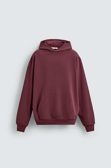 BLUZË HOODIE BAZIKE ME KAPUÇ - Ngjyrë shege nga Zara