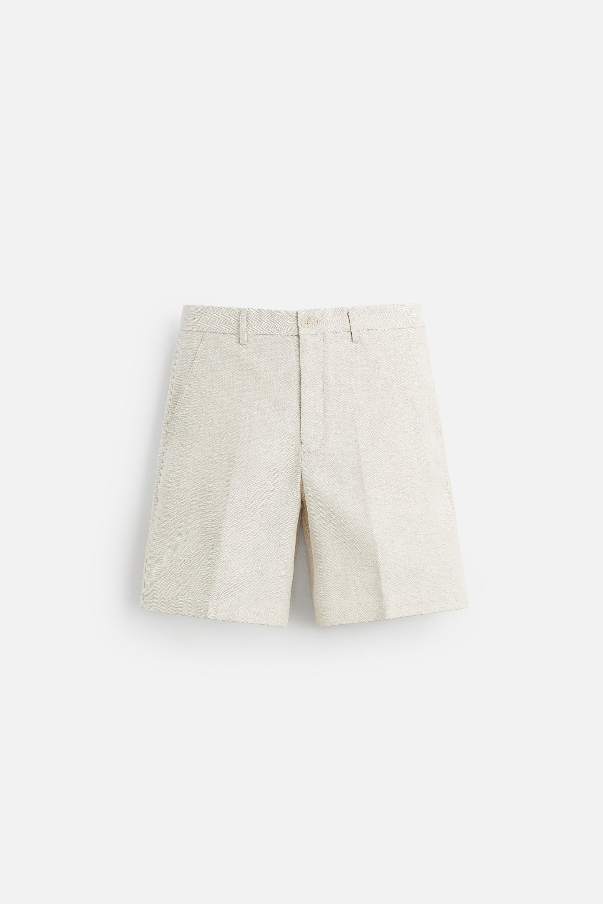 【ZARA】リネン100％ バミューダパンツ ホワイト | 1618/307/250 バミューダパンツ、リネン100％ - ホワイト | ZARA Japan / 日本