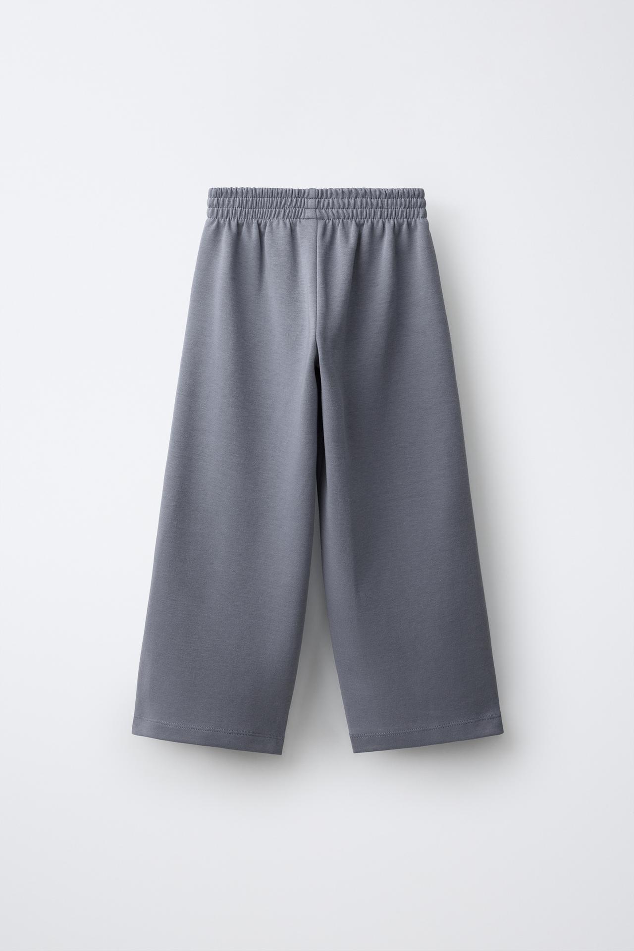 INTERLOCK WIDE LEG PANTS — Blue