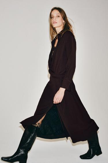 Zara LIMITED EDITION LEATHER SQUARE TOE BOOTS - Brown