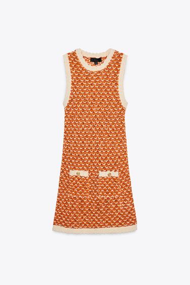 STRUCTURED KNIT MINI DRESS - Orange by Zara
