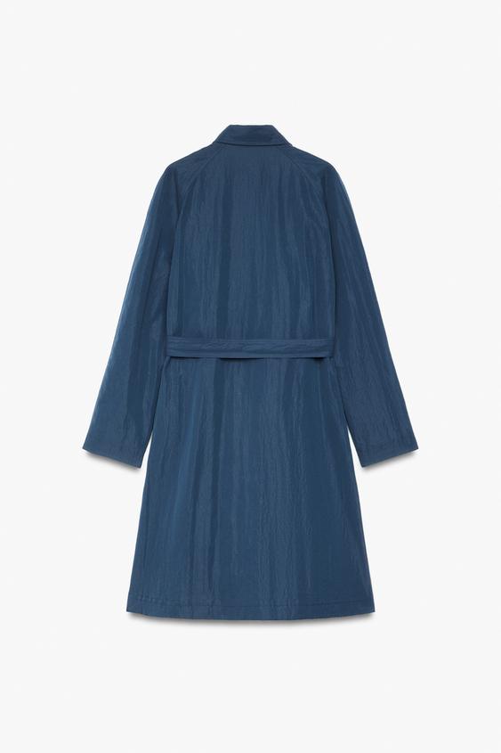 MANTEAU EFFET FROISSÉ CEINTURE ZW COLLECTION - Bleu de Zara - Image 2