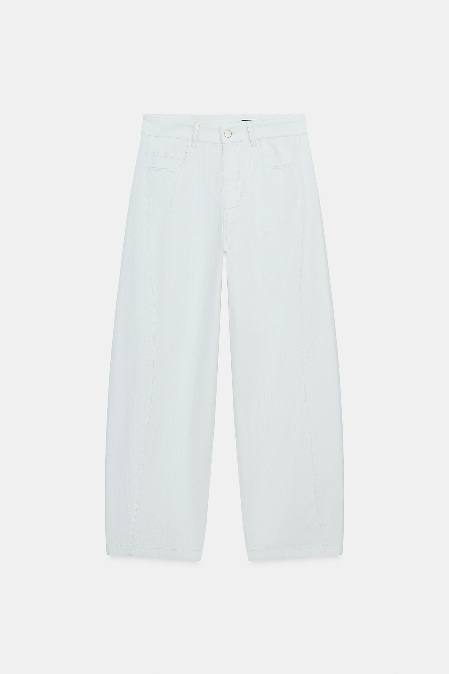 Женские брюки Zara ZW Collection Balloon, цвет: Светлый синий — фото 7