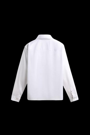 Zara FLOWY TIE SHIRT - Oyster-white
