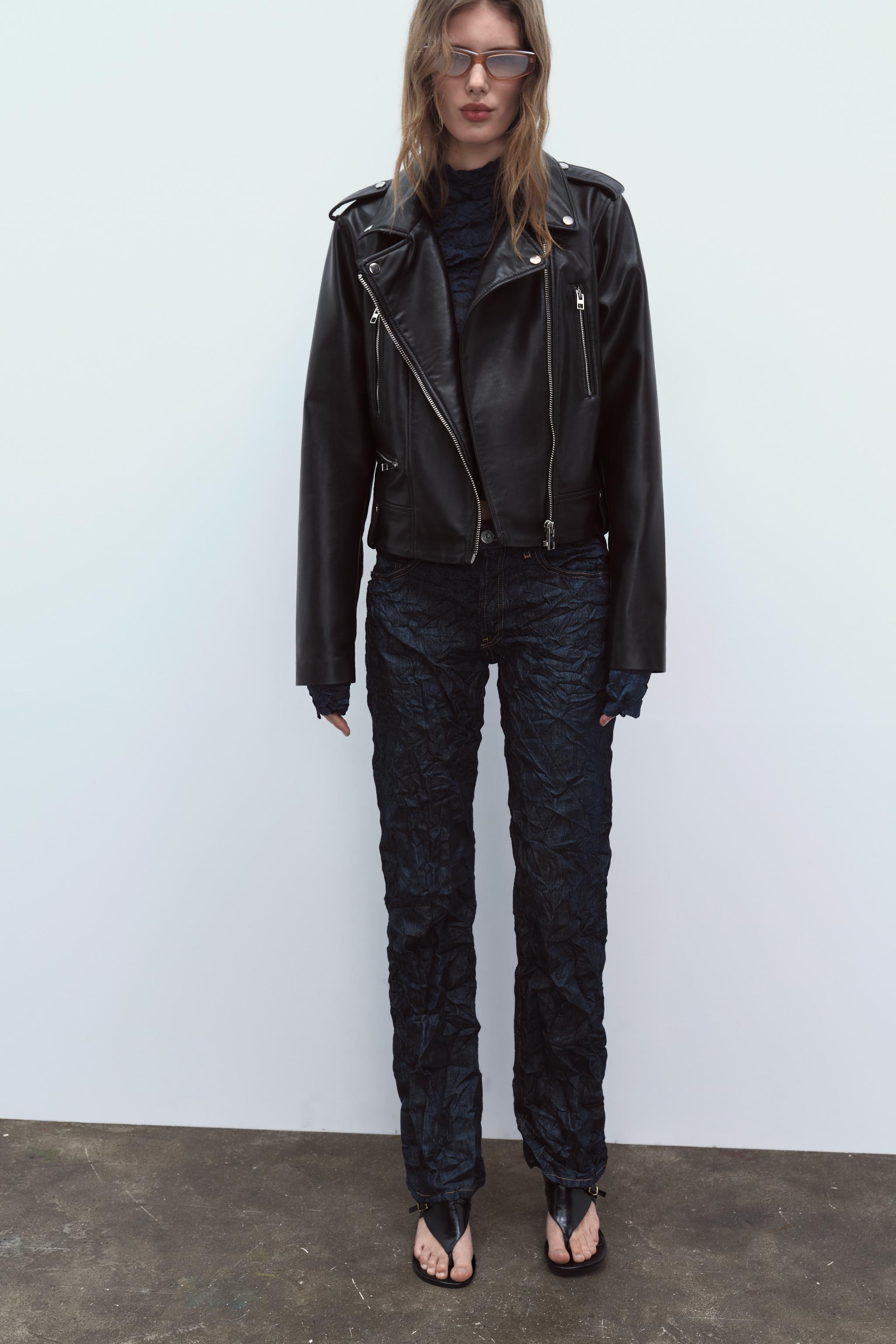 Zara black 2024 leather jacket