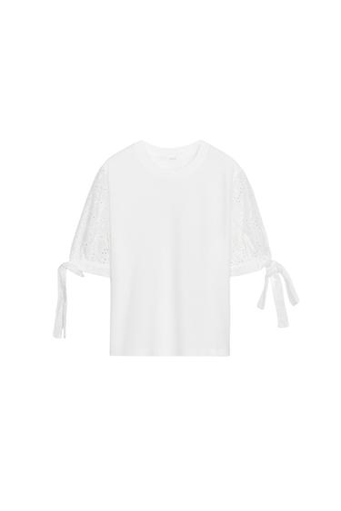 CAMISETA BORDADOS - Blanco de Zara