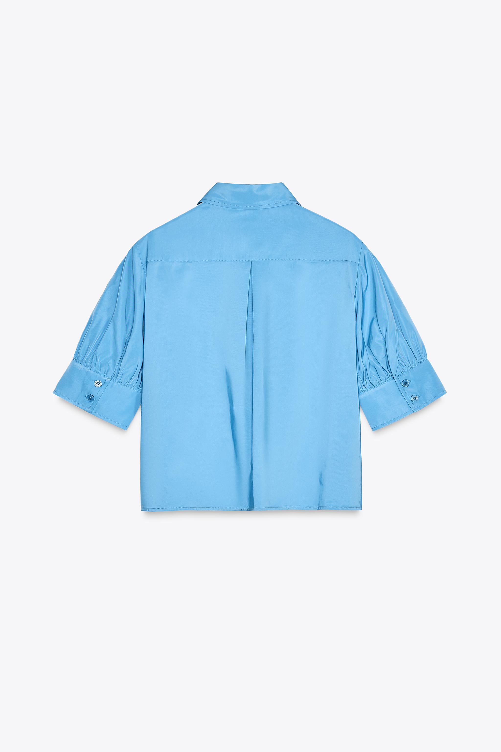 ZW COLLECTION SHORT SLEEVE SHIRT - Blue | ZARA Canada