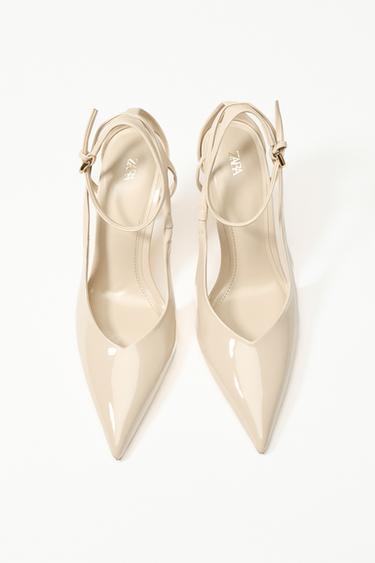 PUMPS MET HAK IN LAKLOOK - Ecru van Zara