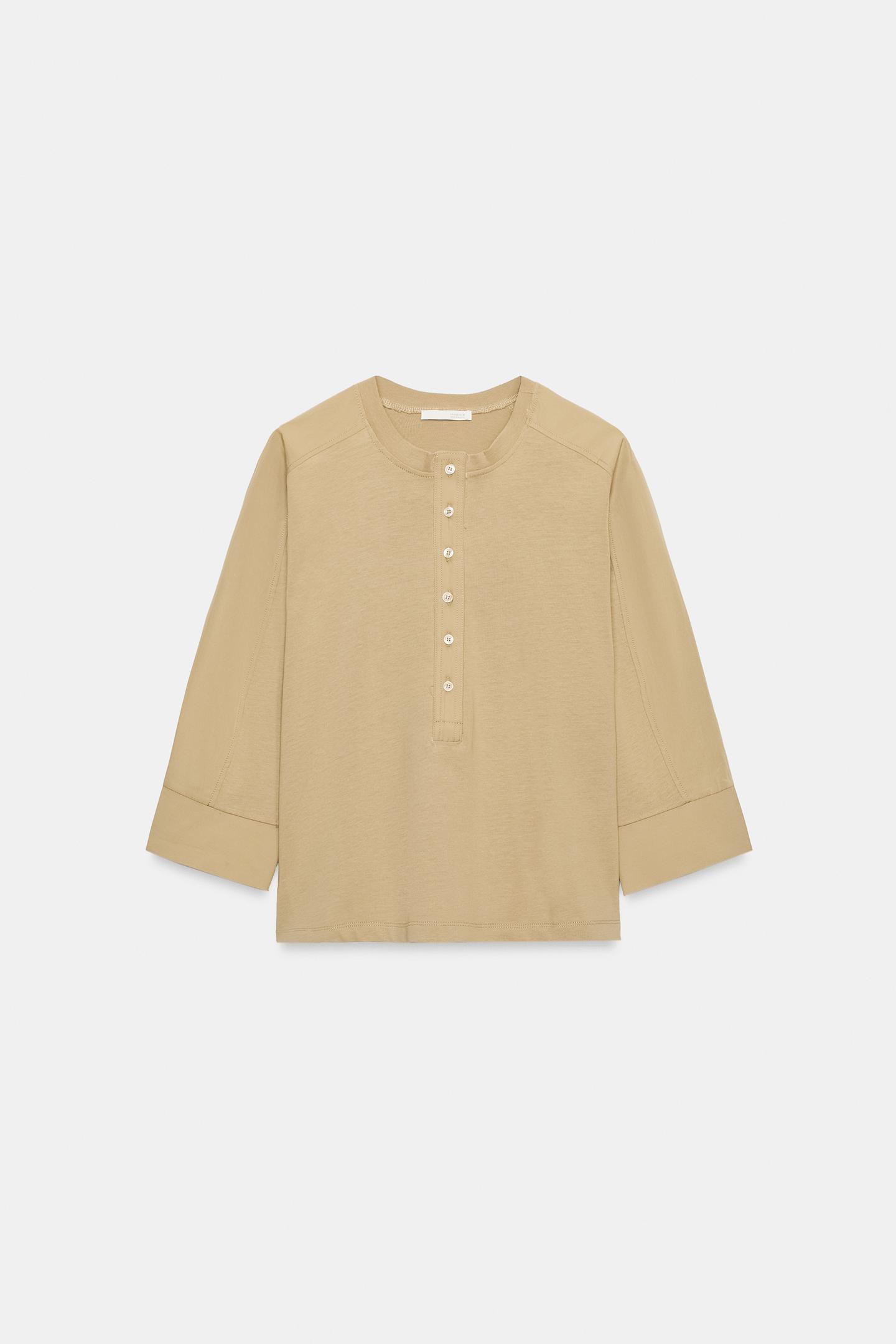 Женская футболка Zara Combined, цвет: Серо-коричневый коричневый — фото 5