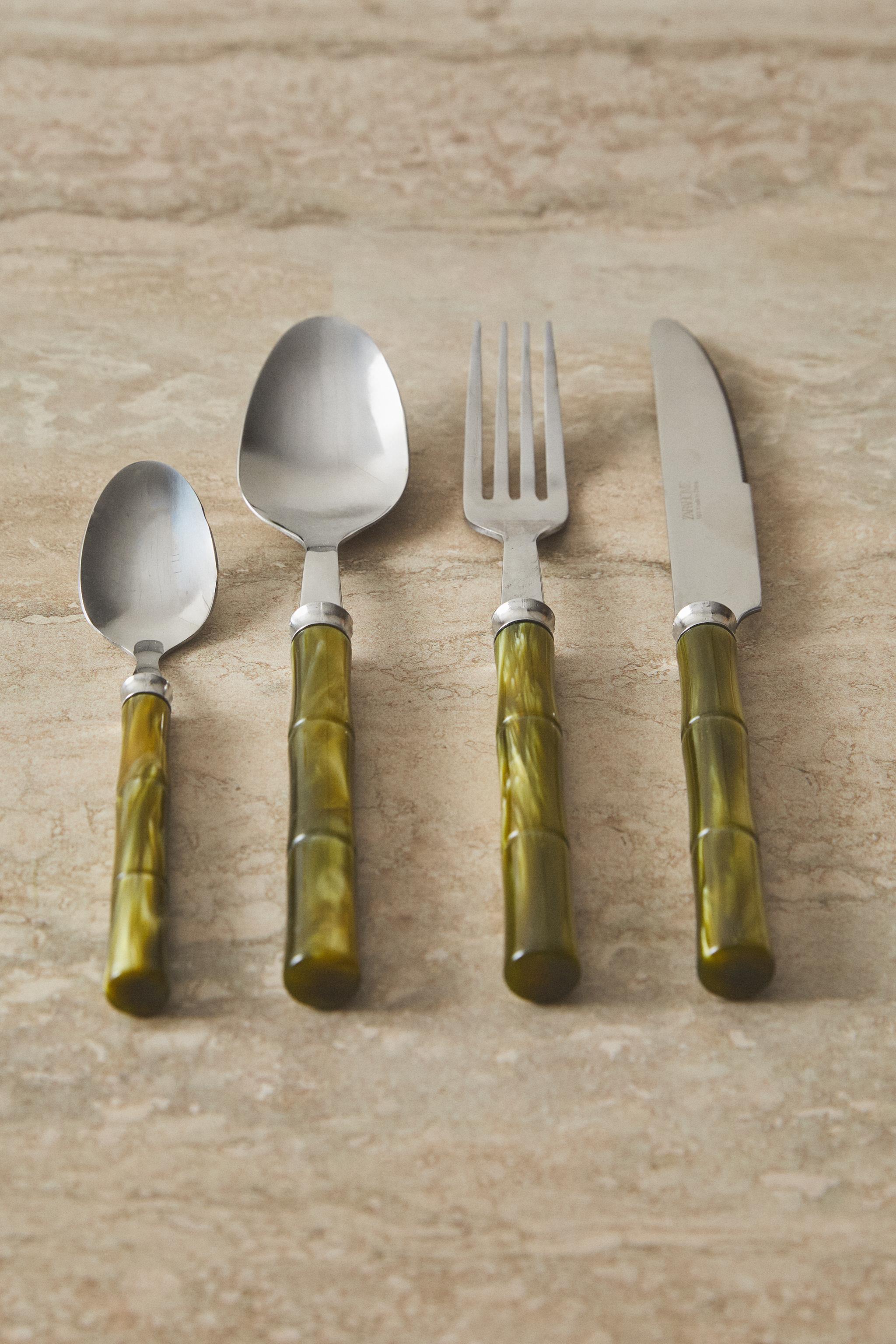 新品　FORK&SPOON リネンガウン　最終価格 Nissan Spoon & Fork Set Stainless Steel gold rea From Japan