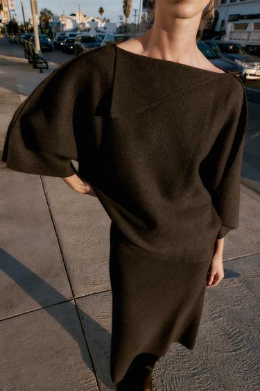 JERSEY PUNTO CUELLO SOLAPA - Marrón de Zara