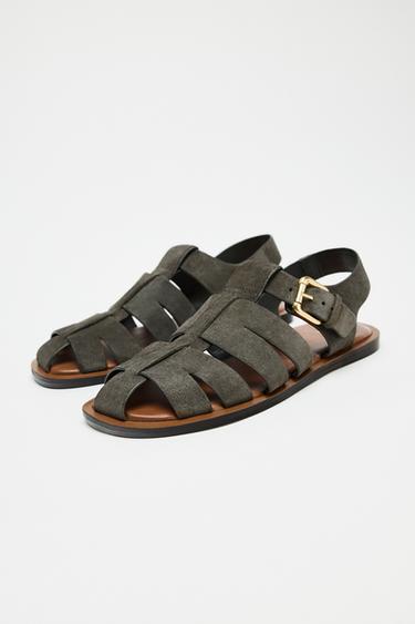 SPLIT SUEDE CAGE SANDALS - Grey by Zara - Image 2