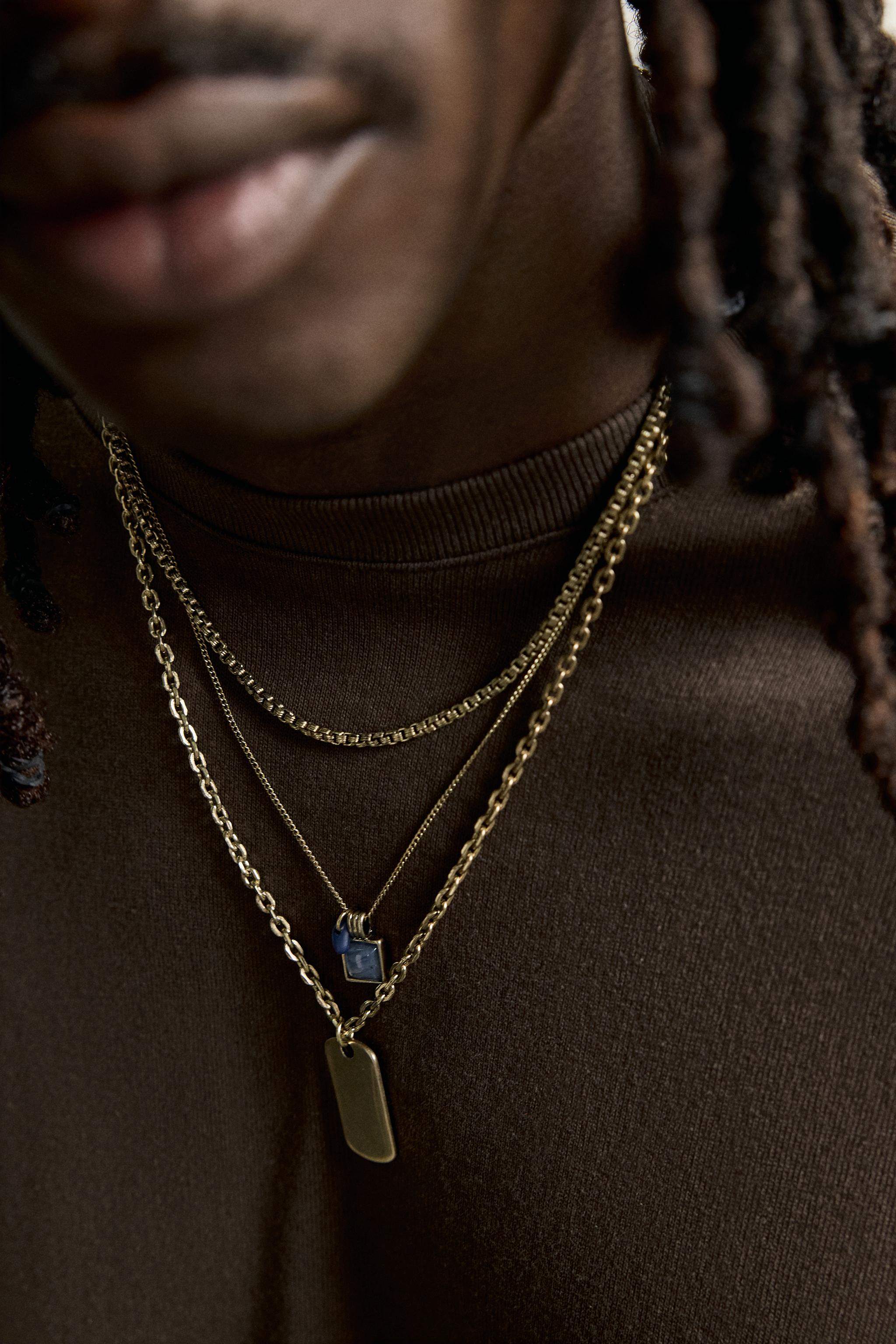 Мужские аксессуары Zara 3-PACK MIXED CHARM NECKLACES — фото 2