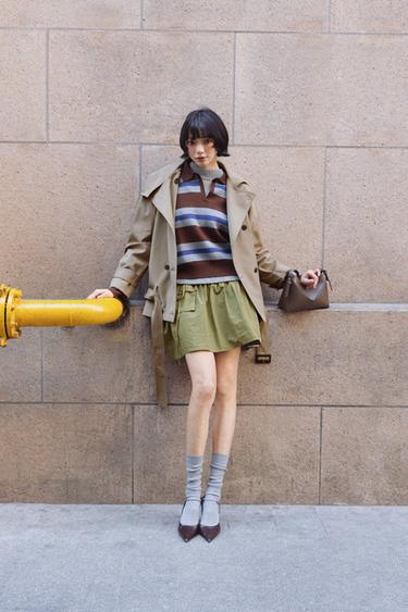SHORT SKIRT WITH BELT LOOP DETAIL - Light khaki by Zara