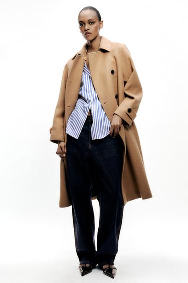 WOOL BLEND DOUBLE-BREASTED COAT - camel by Zara - Image 0