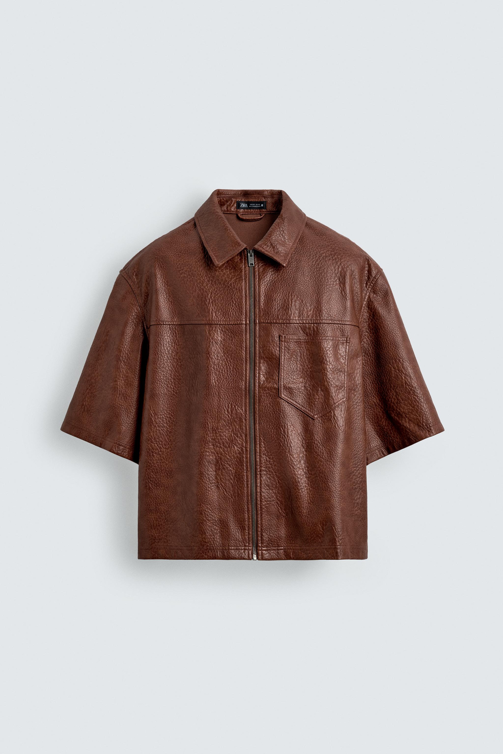 FAUX LEATHER RELAXED FIT OVERSHIRT