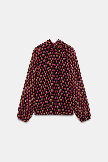 PRINTED SHIRT - Black / Fuchsia by Zara - Image 0