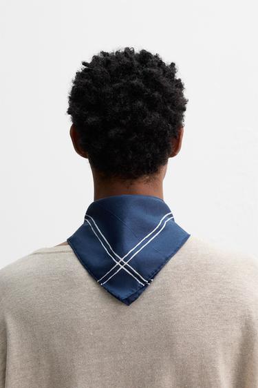 SILK BANDANA - Navy blue by Zara - Image 1