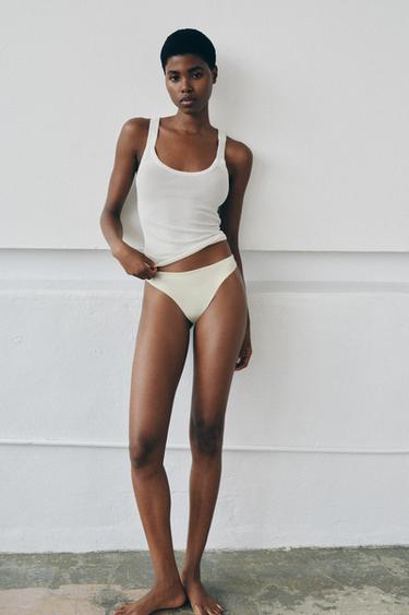 SPITZEN-SLIP MIT BLUMENSTICKEREI - Cremefarben hell von Zara