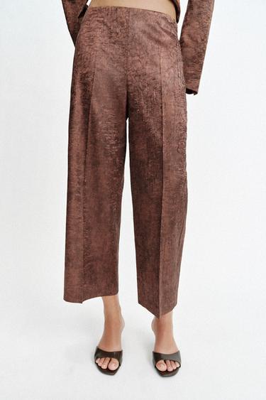 JUPE-CULOTTE EFFET FROISSÉ - Cuivre de Zara - Image 1