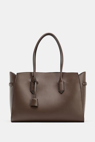 SHOPPER DE HOMBRO - Chocolate de Zara