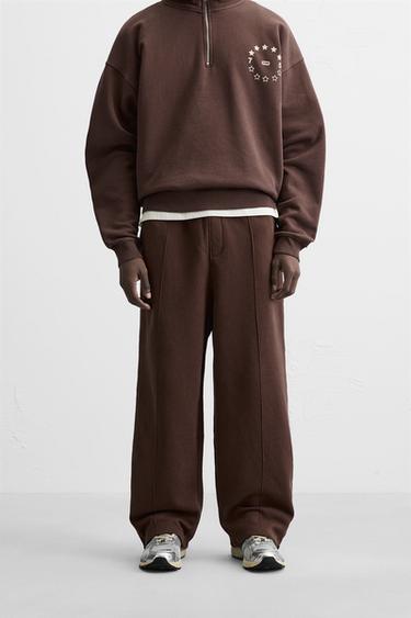 WASHED JOGGERS WITH SEAMS - Brown by Zara - Image 1