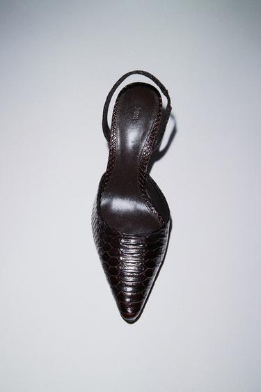 LIMITED EDITION LEATHER HEELED SHOES - Chocolate Brown by Zara