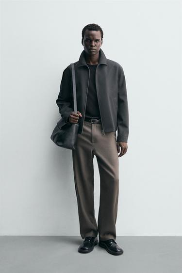 PANTALON STRAIGHT FIT 100% LAINE - Vert de Zara