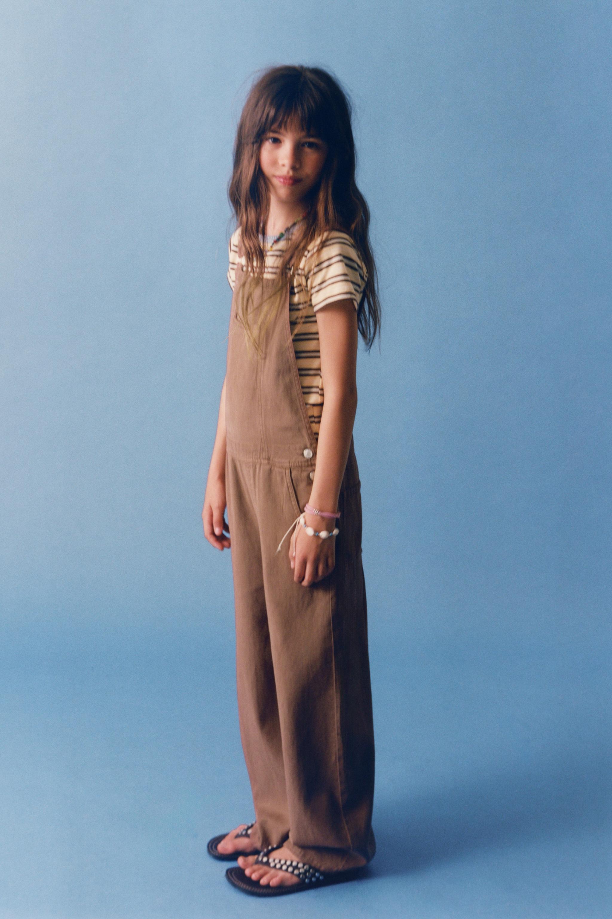 Детские комбинезоны Zara LONG LINEN BLEND JUMPSUIT