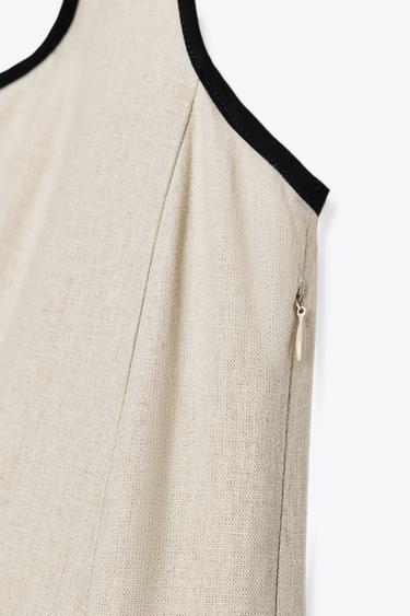 ROBE MIDI LISERÉS CONTRASTE - Beige clair de Zara - Image 6