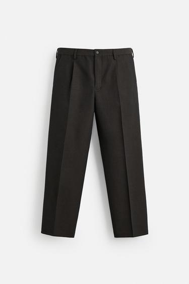 COTTON/WOOL PLEATED TROUSERS - Earth by Zara