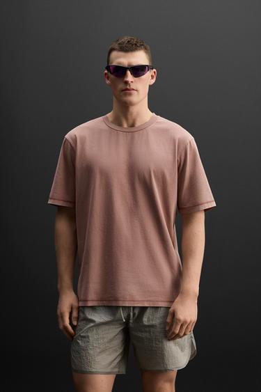 Zara Uçuk pembe - YIKANMIŞ ANTRENMAN TİŞÖRTÜ