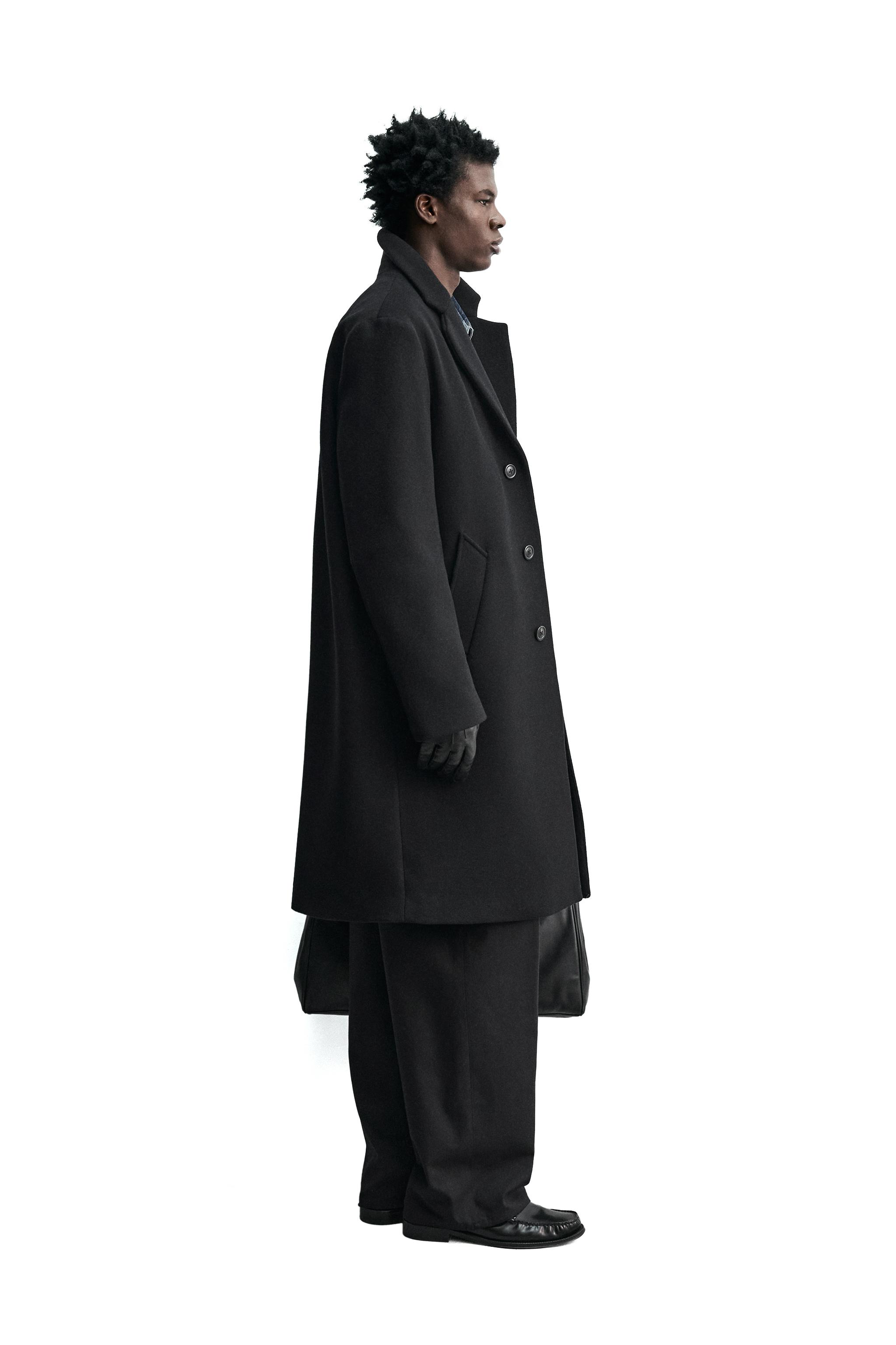 ZARA ブラック ロングコート オレンジ裏地 ZARA ブラック ロングコート オレンジ裏地