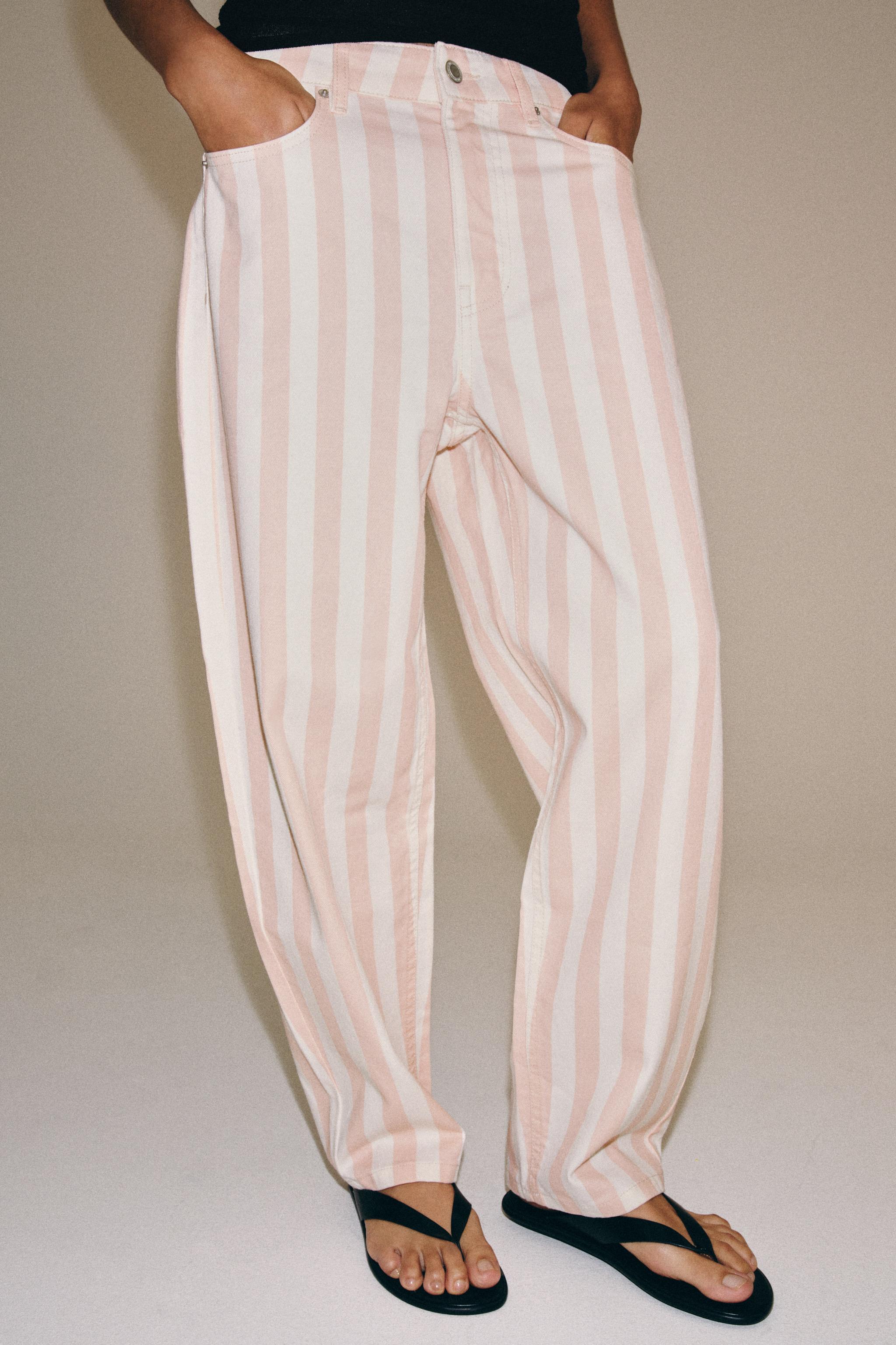 ZW COLLECTION MID-RISE TAPERED STRIPE JEANS — striped
