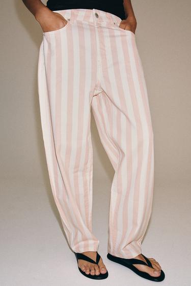 JEAN ZW COLLECTION TAPERED TAILLE MOYENNE À RAYURES - rayures de Zara - Image 1