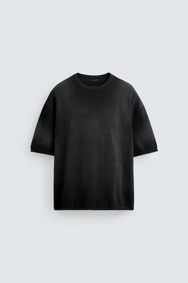 SPRAY PRINT KNIT T-SHIRT - Black by Zara