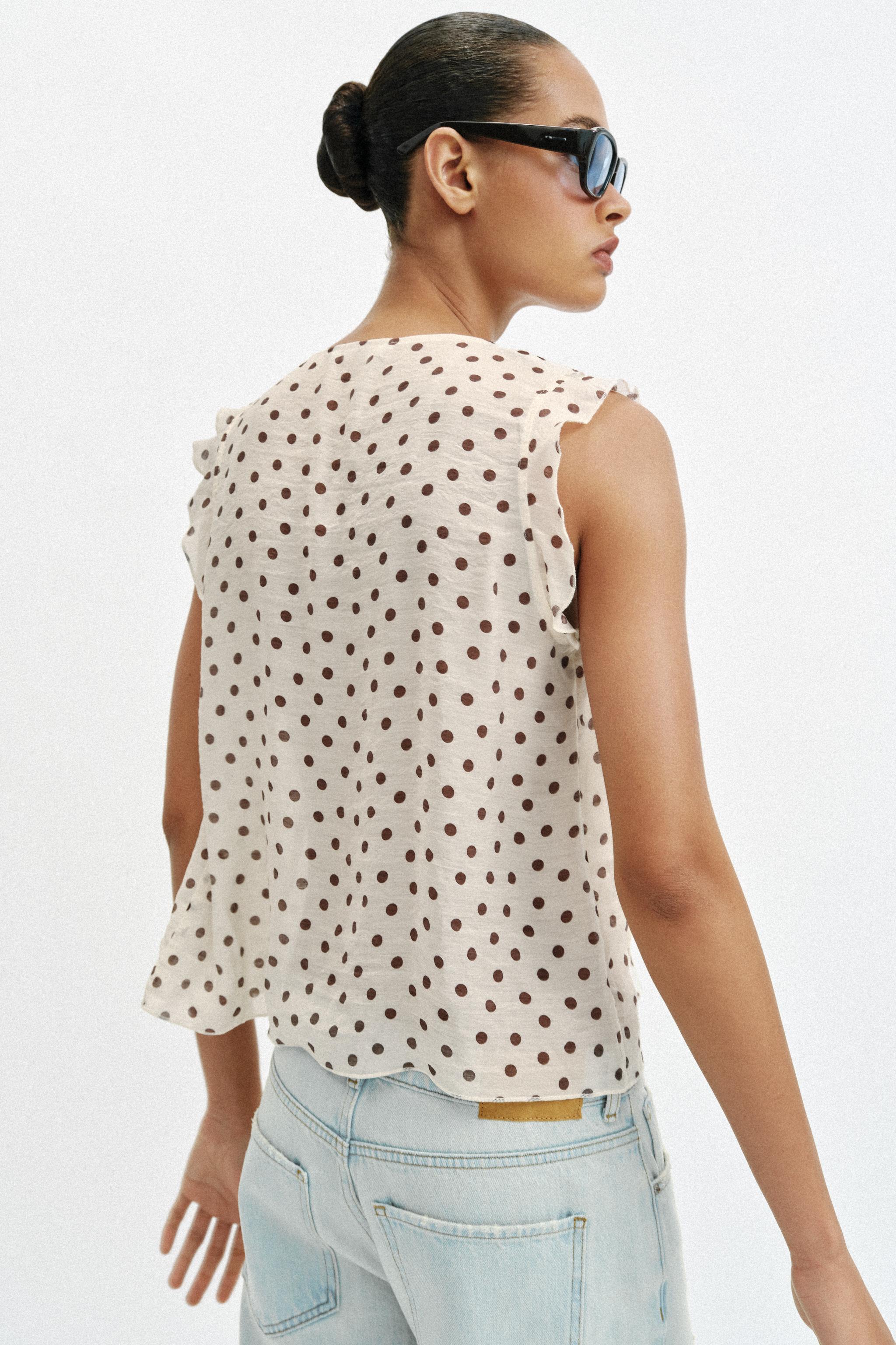 Женские блузки Zara POLKA DOT PRINT BLOUSE — фото 4