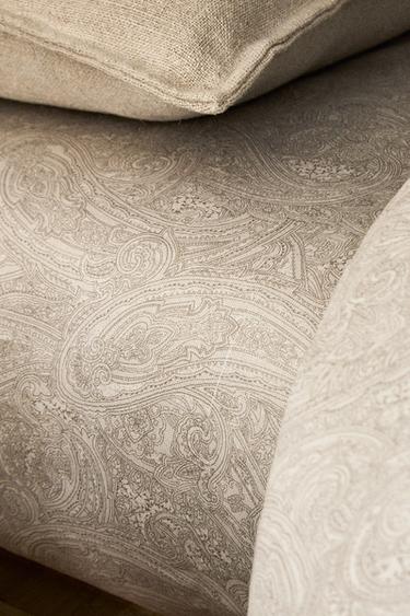 PAISLEY SATEEN FLAT SHEET - Light grey by Zara - Image 4
