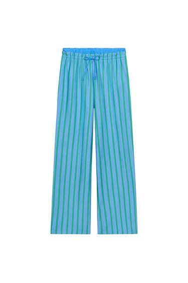 Zara STRIPED PALAZZO PANTS - striped