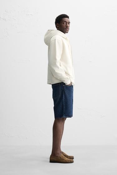 SWEAT BASIQUE ZIPPÉ À CAPUCHE - Blanc cassé de Zara - Image 3