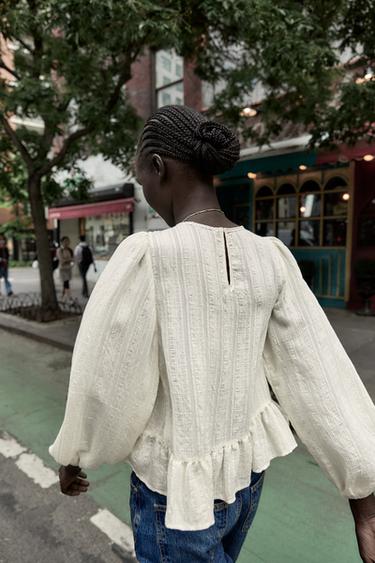 ROMANTIC ENTREDEUX BLOUSE - Ecru by Zara - Image 3