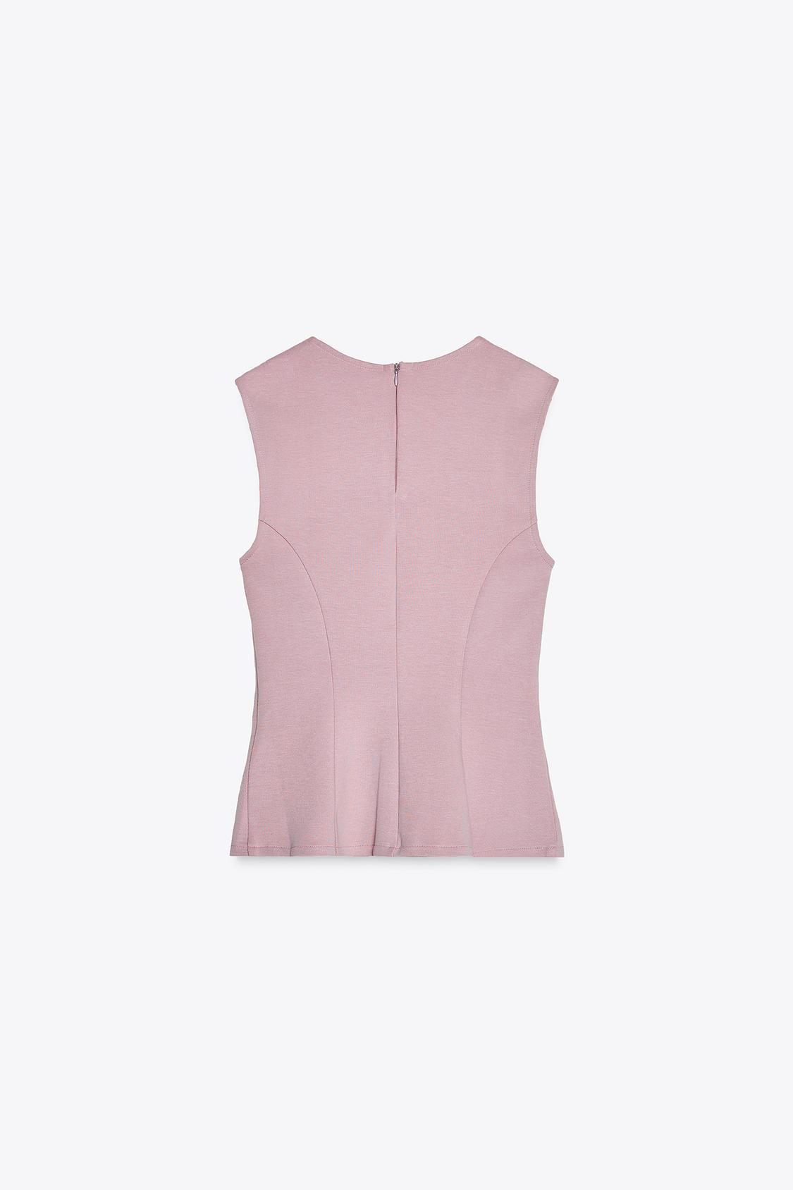 INTERLOCK PEPLUM TOP