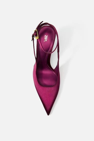 SATIN-EFFECT SLINGBACK SHOES - Pink by Zara