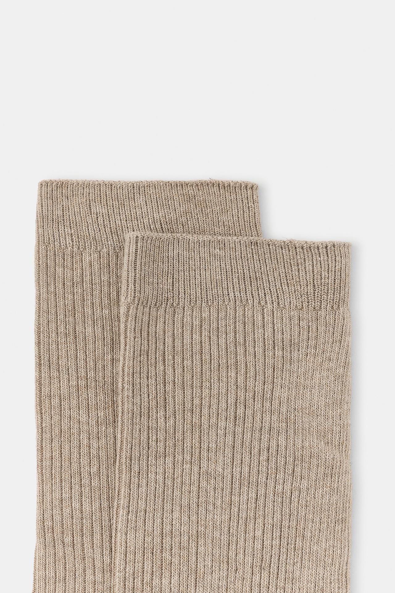 2-PACK RIBBED PLAIN SOCKS — Chocolate