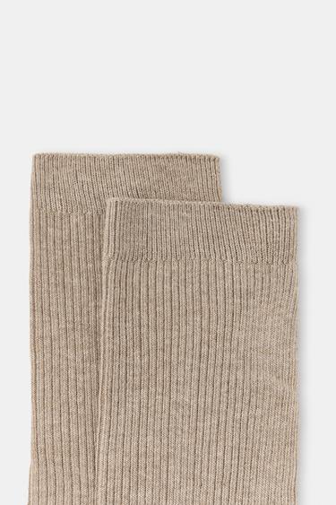 2-PACK RIBBED PLAIN SOCKS — Chocolate 2